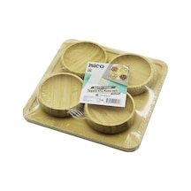 Ahşap Bambu 5pcs Çerezlik - Lokumluk Kase Seti 22x22cm 5250 Çok Renkli