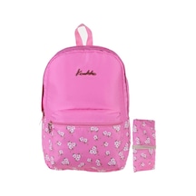 Kaukko Soft Floral Pembe Çiçekli Ortaokul Lise ve Günlük Sırt Çan