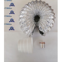 Aspiratör Şofben Borusu Çelik Telli+ Düşürücü Redüksiyon Q102 2Mt