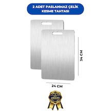 Erya Home Paslanmaz Çelik Kesme Tahtası Antibakteriyel Yüzey 2 Adet