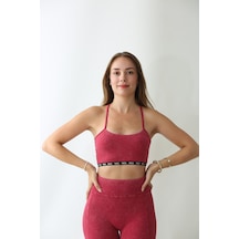 Nature The Brand Kadın Sporcu Sütyeni - Seamless Ve Toparlayıcı Sırt Detaylı Bra Acid Pembe Vişne