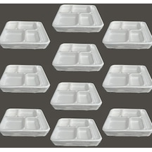 Dağyüce Tek Kullanımlık Köpük 5 Bölmeli Tabldot Köpük Tabak - 26.5x35 Cm. - 10 Adetlik 10 Paket