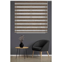 Bambu Zebra Stor Perde 1003 Kahve Ofis Mutfak Balkon Çocuk Odası Yatak Odası Salon Perdesi Lüx Kahve Antrasit