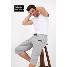 Superlife Süperlife Erkek Büyük Beden New York Baskılı Standart &regular Kalıp Şort Spr25bsr087 Gri Melanj