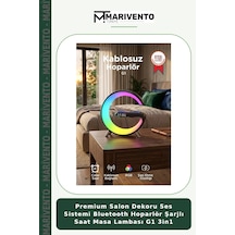 Premium Salon Dekoru Ses Sistemi Bluetooth Hoparlör Şarjlı Saat Masa Lambası G1 3in1