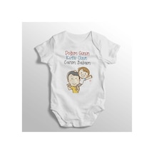 Babylimon Doğum Günün Kutlu Olsun Canım Babam Baskılı Bebek Zıbını Beyaz - 132207211 Beyaz