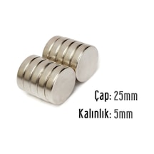 Neodyum Mıknatıs Silindir Çap 25mm , Kalınlık 5mm 2 Adet Neodyum Mıknatıs Silindir Çap 25mm , Kalınlık 5mm 2 Adet