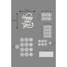 Yılbaşı Happy New Year Sticker Çıkartma Süsü Yeni Yıl Süsü Parti Cam Süsü Noel Ağacı Kar Tanesi 2023-3 Renkli