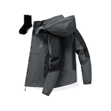 Sımıcg Kapüşonlu Su Geçirmez Ceket-koyu Gri. Koyu Gri