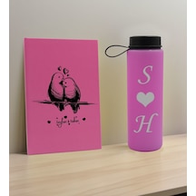 Bk Gift Sevgiliye Özel İsimli Pembe Defter Ve Cam Matara Hediye Seti-4, Sevgiliye Hediye, Sevgililer Günü, Yeni İş Hediyesi