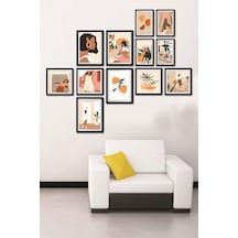 12 Parça Dekoratif Mdf Tablo Seti Çerçeve Görünümlü Dekolıadkj028