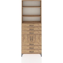 Arges Dolap 4 Raflı 6 Çekmeceli 2 Kapaklı 88x30x243 Çam-çam Çam
