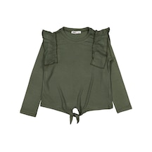 Civil Girls Omuz Fırfırlı 6-9 Yaş Sweatshirt - Haki