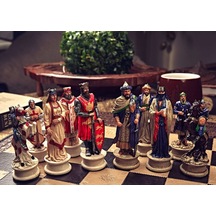 Osmanlı-ingiliz Temalı Büyük Boy Lüks Satranç Ve Star Ceviz Desenli Satranç Tahtası