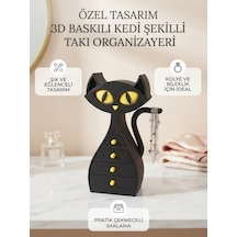 Özel Tasarım Kedi Şekilli Takı Organizajeri Siyah