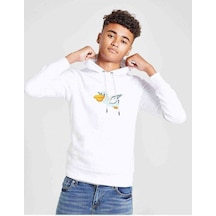 Tshirthane Pelikan Kuşu Toucan Flying Free Baskılı Unisex Çocuk Sweatshirt Beyaz
