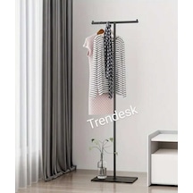 Metal T Siyah Ayaklı Askılık Elbise Askılık Siyah