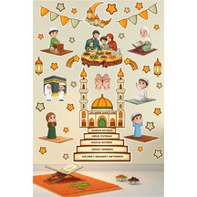 Ramazan Temalı Eğitici Duvar Sticker Seti - Hoşgeldin Ramazan Çocuk Odası Süslemesi