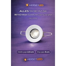 Alles 1w Beyaz Işık Beyaz Kasa Yuvarlak Led Yıldız Spot Beyaz