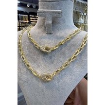İkili Gold Renk Kolye 45 Cm Altın