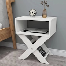 Reyo Home Enda X Ayaklı Komodin Kahve Sehpası Mat Beyaz