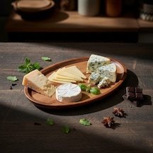 Akasya Ağacı Oval Sunum Tabağı 28x18 Cm Yükseltilmiş Kenarlı Doğal Ahşap Servis Tepsisi Kahve, Peynir Ve Diğer