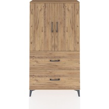 Arges Dolap Tek Raflı 2 Çekmeceli Tek Askılı 88x30x163 Çam-çam Çam
