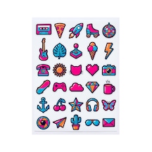 30 Adet Pop Art Retro İkonlar Sticker Seti - Laptop Defter Ajanda İçin Çok Renkli