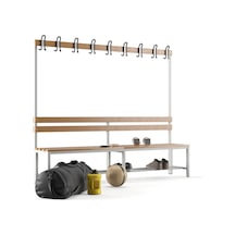 Ayakkabılıklı 6 Ayaklı Tek Taraflı Bank, Kanca Şeritli Bank, 9 Kanca, 200x43x170 Cm, Spor Bankı
