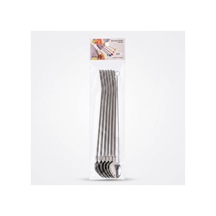 6'lı Kaşıklı Pipet Seti - Metal - Pipet Temizleme Fırçası