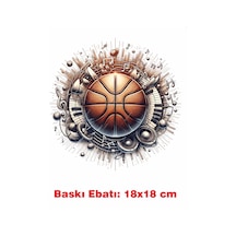 Basketbol Topu Temalı Ütü İle Yapışan Tekstil Kumaş Tişört Dtf Baskı 3585