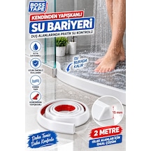 Kendinden Yapışkanlı Su Bariyeri Beyaz 2 Metre 15 Mm Esnek Duşakabin Su Tutucu Bant Su Bariyeri