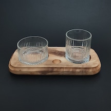 Mesa Ahşap Ceviz El İmalatı Viski Servis - Bardak - Çerezlik Seti