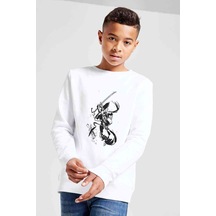 Tshirthane Samurai Jack Baskılı Unisex Çocuk Beyaz Sweatshirt (534763351)