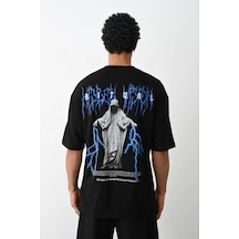 Assema Erkek Baskılı Oversize Kısa Kol T-shirt - Siyah Çok Renkli