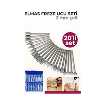Mey Najmaddin 20 Parça Profesyonel Elmas Freze Ucu Seti - 3mm Şaft Gravür, Taş Ve Cam İşleme Taşlama Seti Najmadd