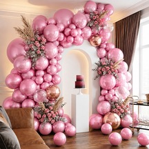 Pembe Renk Lateks Metalik Balon 30 Cm - 100 Adet