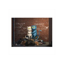 Duvar Grafiti Ve Kediler Art Mdf Tablo