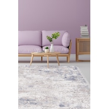 Artemis Halı Romantik 02436b Gri Mavi Modern Saçaklı Halı