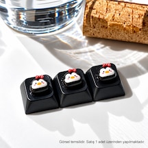 1 Adet 3d Penguen Figürlü Keycaps Klavye Tuş Başlığı Mekanik Klavye Uyumlu Özel Tasarım