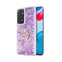 Xiaomi Redmi Note 11s İçin Kılıf Glitter Liquid Holder Mor Redmi Note 11s İle Uyumlu Kılıf - Mor