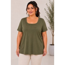 Paw Garage Kadın Büyük Beden Günlük Bluz - Kare Yaka Kısa Kol Bluz 3xl Sıyah 3xl Sıyah Pwgdad5115
