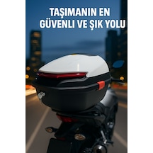 Motosiklet Arka Çanta 33 Litre Beyaz Stop Işıklı Sinyalli-2167