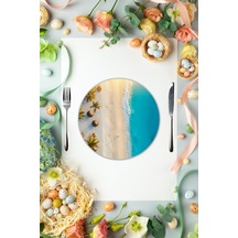 Çap 27 Hint Okyanusu Desenli Cam Sunumluk Amerikan Servis Supla