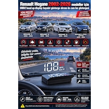 Renault Megane 2002-2026 Modeller İçin Obd2 Head Up Display Hayalet Gösterge Ekranı Ön Cam Hız Göstergesi