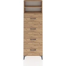 Arges Dolap 2 Raflı 4 Çekmeceli 60x30x182 Çam-çam Atlas Çam