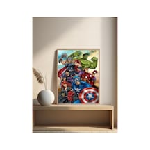 Marvel Doğal Ahşap Çerçeveli Tek Parça Dekoratif Tablo Çok Renkli - 844528382 Çok Renkli