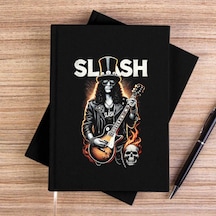 Slash Guitarist Skull Logo Siyah Çizgisiz Kanvas Defter
