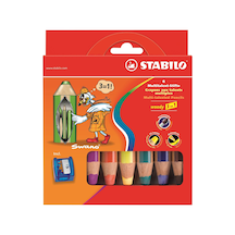 Stabilo Woody Kuru Boya 3in1 6 Renk Kalemtraş 124-Pembe