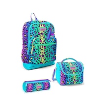 Coral High Goshopya Renkli Leopar Desenli 3 Lü Okul Çanta Seti Goset0123769 Çok Renkli